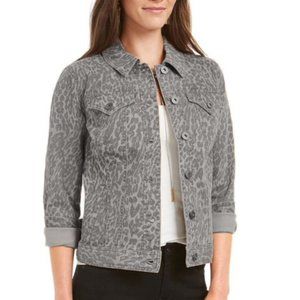 Style & Co Jeans Grey Leopard Print Jean Jacket